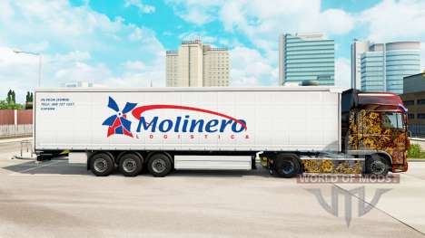 Skin Molinero Logistica on a curtain semi-traile for Euro Truck Simulator 2