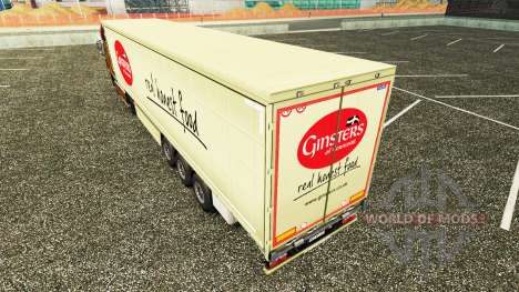 Skin Ginsters on a curtain semi-trailer for Euro Truck Simulator 2