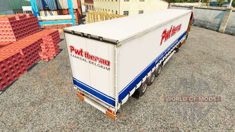 Skin PWT Thermo on a curtain semi-trailer for Euro Truck Simulator 2