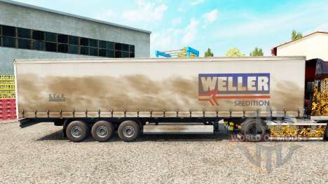 Weller Spedition skin on the trailer curtain for Euro Truck Simulator 2