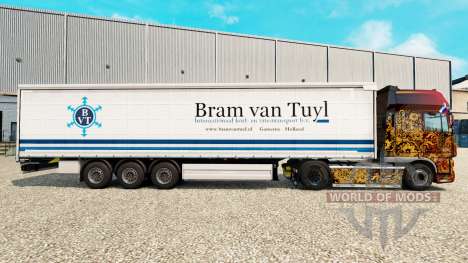 Skin Bram van Tuyl on a curtain semi-trailer for Euro Truck Simulator 2