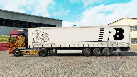 Reed Boardall skin on the trailer curtain for Euro Truck Simulator 2