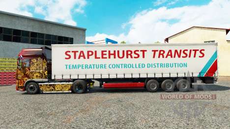 Staplehurst Transits skin on the trailer curtain for Euro Truck Simulator 2
