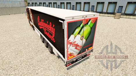 Skin Budweiser on a curtain semi-trailer for Euro Truck Simulator 2