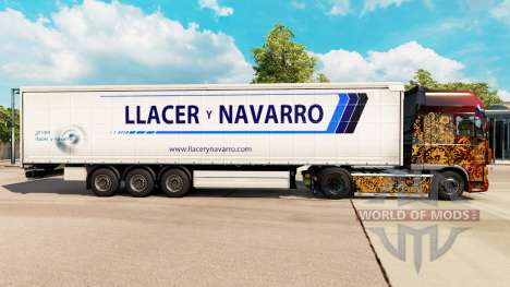 Skin Llacer y Navarro on a curtain semi-trailer for Euro Truck Simulator 2