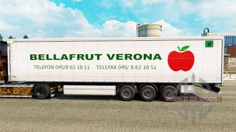 Skin Bellafrut Verona on curtain semi-trailer for Euro Truck Simulator 2