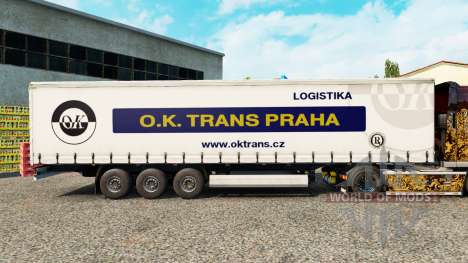 Skin O. K. Trans Praha on a curtain semi-trailer for Euro Truck Simulator 2