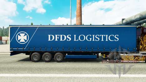 Skin DFDS Logistics on a curtain semi-trailer for Euro Truck Simulator 2