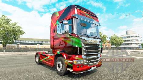 Red Effect skin for Scania truck for Euro Truck Simulator 2