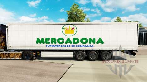 Skin Mercadona on a curtain semi-trailer for Euro Truck Simulator 2