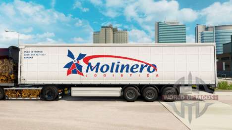 Skin Molinero Logistica on a curtain semi-traile for Euro Truck Simulator 2