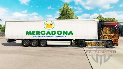 Skin Mercadona on a curtain semi-trailer for Euro Truck Simulator 2