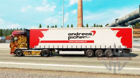 Skin Andreas Picher on a curtain semi-trailer for Euro Truck Simulator 2