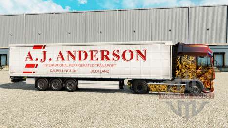 Skin A. J. Anderson on a curtain semi-trailer for Euro Truck Simulator 2