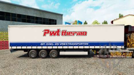 Skin PWT Thermo on a curtain semi-trailer for Euro Truck Simulator 2