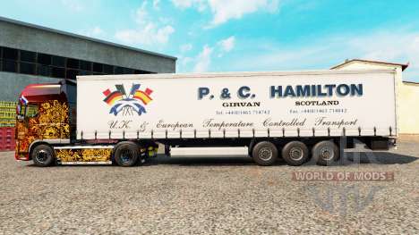 Skin P.&C. Hamilton on a curtain semi-trailer for Euro Truck Simulator 2