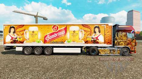 Skin Gambrinus on a curtain semi-trailer for Euro Truck Simulator 2