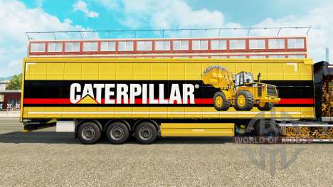 Skin Caterpillar v2 on a curtain semi-trailer for Euro Truck Simulator 2