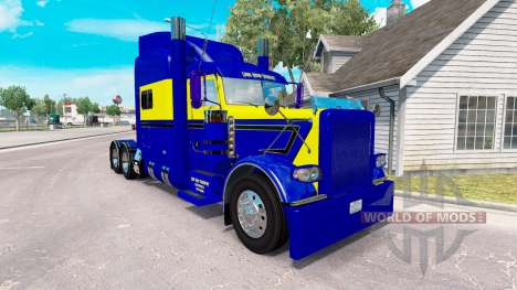 Skin Blue-yellow for the truck Peterbilt 389 for American Truck Simulator