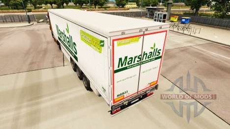 Skin Marshalls on a curtain semi-trailer for Euro Truck Simulator 2