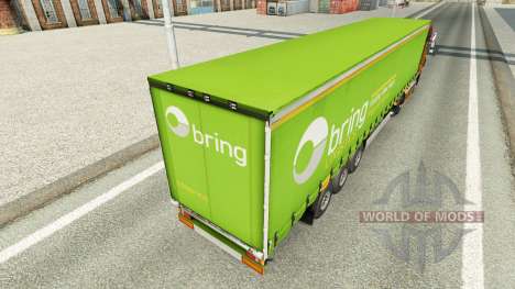Skin of Bring Logistics on a curtain semi-traile for Euro Truck Simulator 2