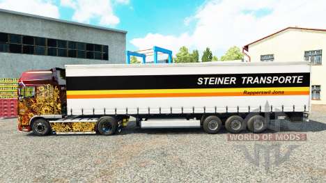 Steiner Transporte skin on the trailer curtain for Euro Truck Simulator 2