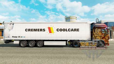 Skin Cremers Coolcare on a curtain semi-trailer for Euro Truck Simulator 2