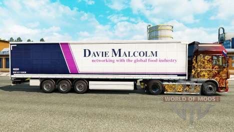 Skin Davie Malcolm on a curtain semi-trailer for Euro Truck Simulator 2