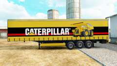 The skin of the Caterpillar on a curtain semi-trailer for Euro Truck Simulator 2