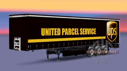 Skin United Parcel Service on a curtain semi-trailer for Euro Truck Simulator 2