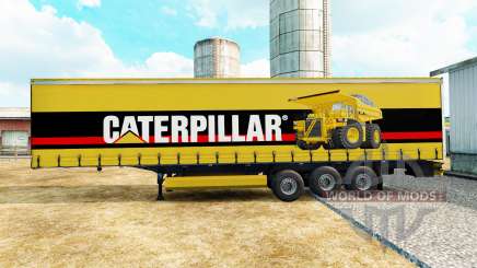 The skin of the Caterpillar on a curtain semi-trailer for Euro Truck Simulator 2