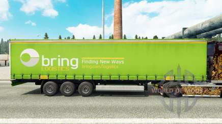 Skin of Bring Logistics on a curtain semi-trailer for Euro Truck Simulator 2