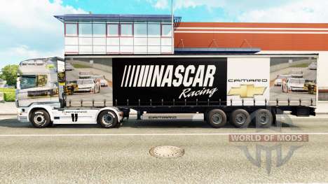 Skin NASCAR on a curtain semi-trailer for Euro Truck Simulator 2