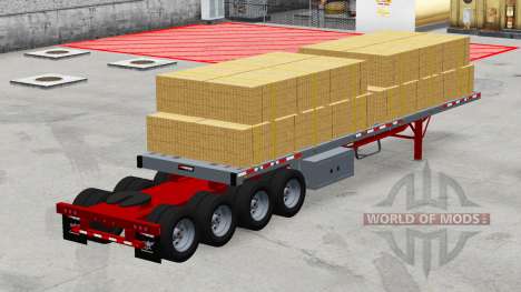 Four-axle semi-trailer platform with the cargo for American Truck Simulator