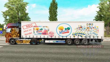 Skin MinusL on a curtain semi-trailer for Euro Truck Simulator 2