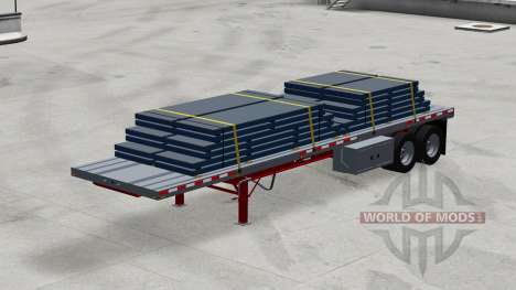 Two-axle semi-trailer platform with the cargo for American Truck Simulator