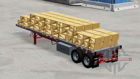 Two-axle semi-trailer platform with the cargo for American Truck Simulator
