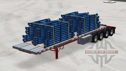 Four-axle semi-trailer platform with the cargo for American Truck Simulator