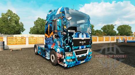 Skin Marvel Heroes on the truck MAN for Euro Truck Simulator 2