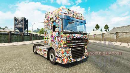 Skin Sticker Bombing on DeLuxe tractor DAF for Euro Truck Simulator 2