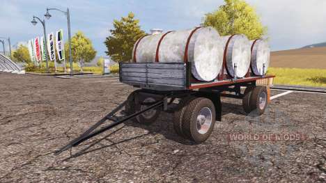 Trailer with barrels milk and water v2.0 for Farming Simulator 2013