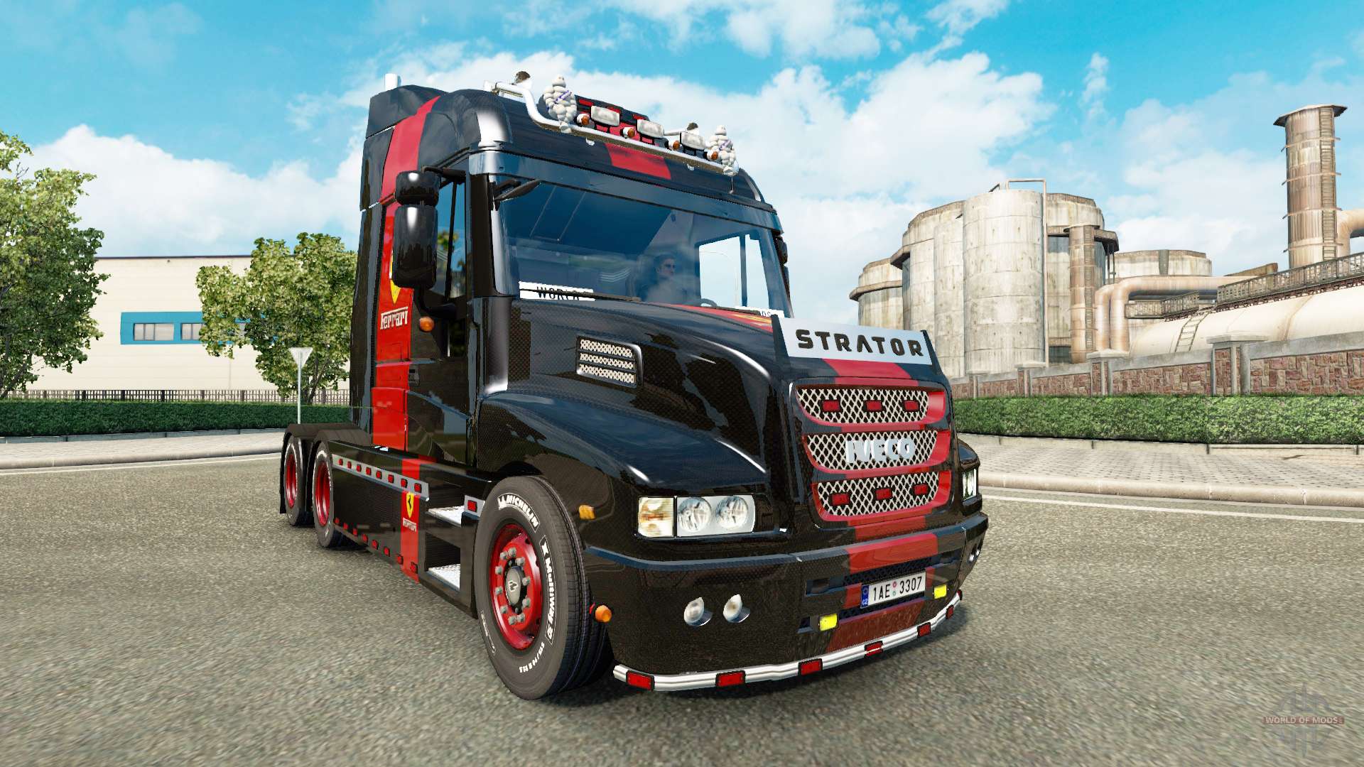 Skin Ferrari On The Truck Iveco Strator For Euro Truck Simulator 2