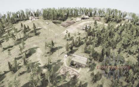 Cutting down on power lines in the Bear woods for Spintires MudRunner