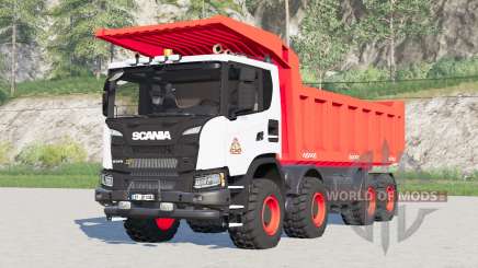 Scania G 370 XT 8x8 dump truck 2017〡red version for Farming Simulator 2017